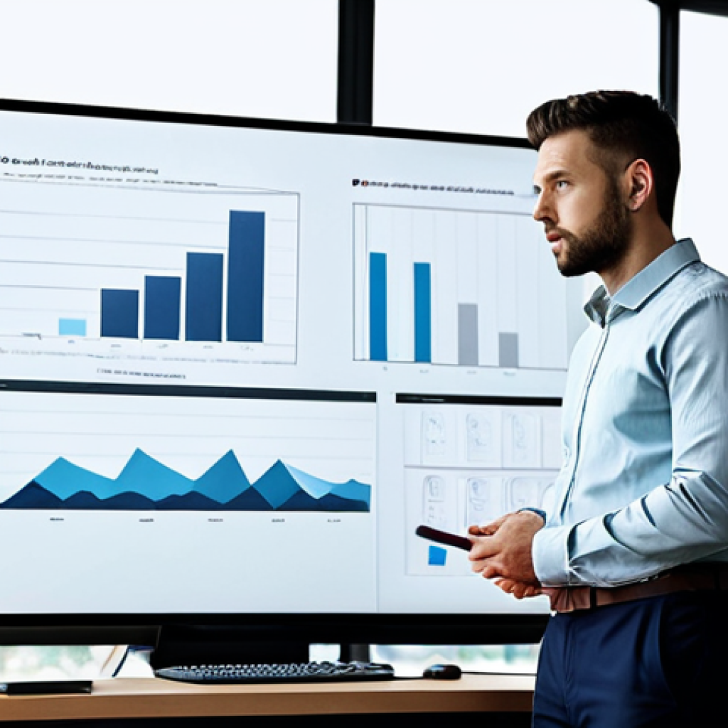 A professional male videographer in a modern creative studio. He wears a stylish yet modest business casual outfit, including a well-fitted collared shirt and tailored trousers, fully clothed, appropriate attire. The studio features sleek, minimalist design, with a large monitor displaying a data-driven infographic alongside a successful video campaign. Subtle strategic notes are visible on a clean whiteboard in the background. Natural light streams from a large window. He stands thoughtfully, one hand resting lightly on a professional workstation, reviewing the metrics and impact of a video project. His expression is contemplative, conveying strategic thinking and understanding of client objectives. Professional photography, high resolution, soft cinematic lighting, depth of field, perfect anatomy, correct proportions, natural pose, well-formed hands, proper finger count, natural body proportions, safe for work, appropriate content, fully clothed, professional.