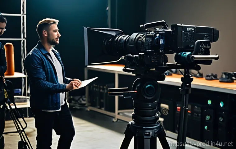 영상제작 프로젝트 스케줄 관리 방법 - **Prompt:** A diverse team of creative professionals, fully dressed in smart casual attire, collabor...