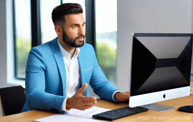 영상제작 인터뷰 시 예상 질문과 답변 - **Prompt 1: Passionate Portfolio Presentation**
A male video producer, aged 35-45, with a vibran...